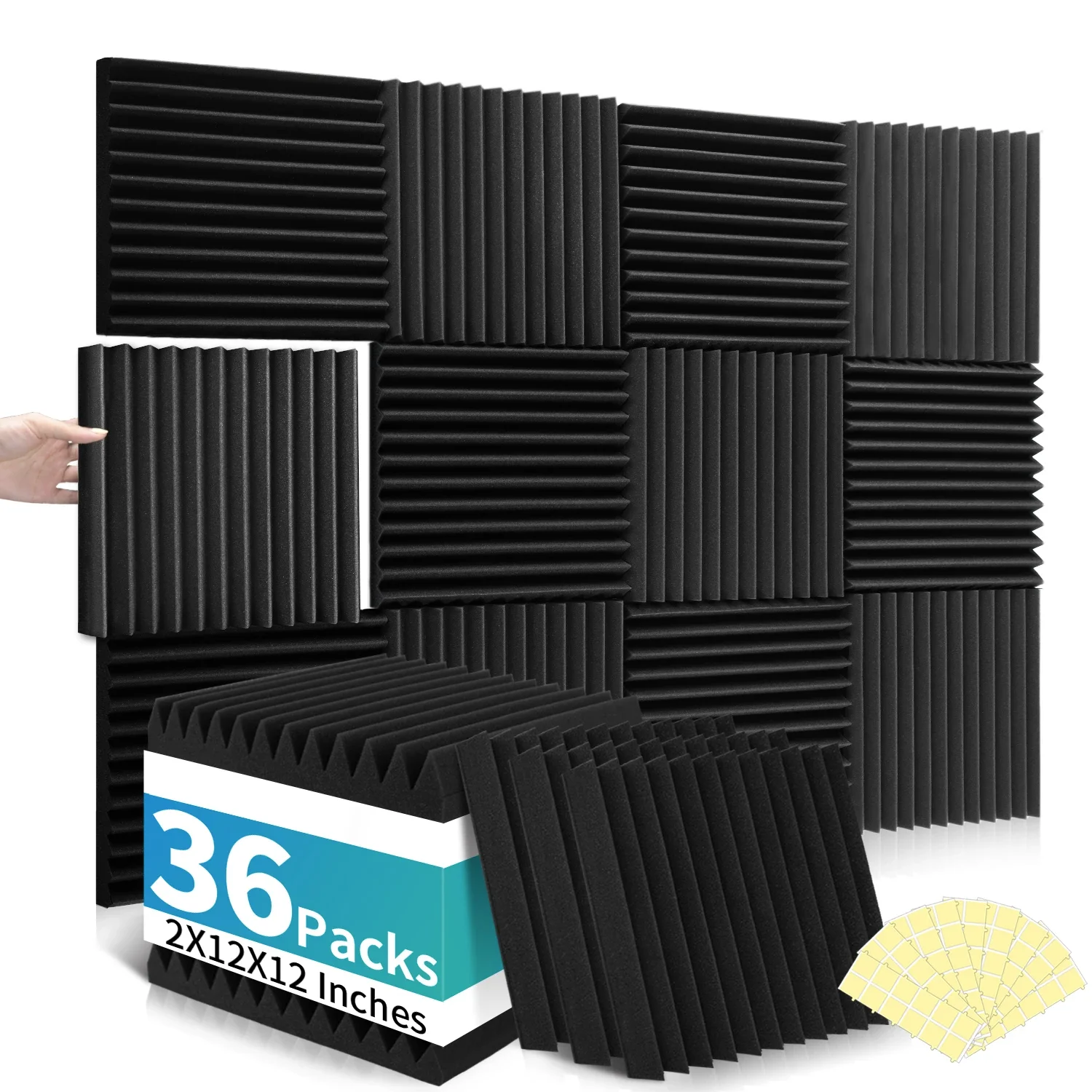 36 Packs Acoustic Foam Panels Wedge 2