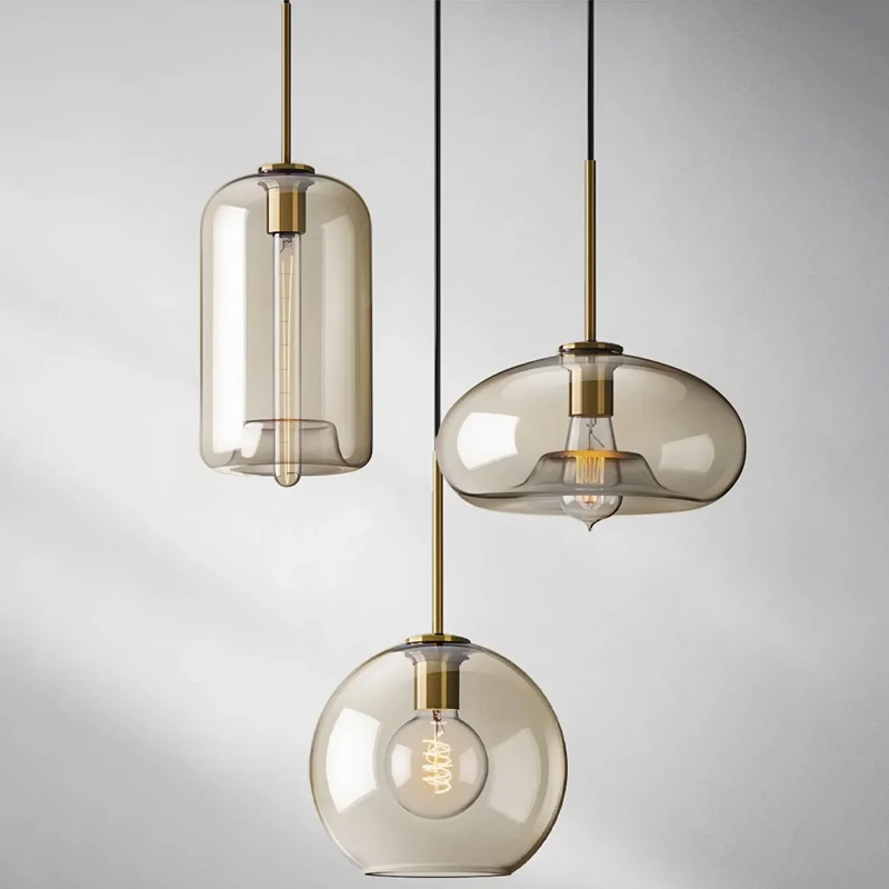 Nordic LED Pendant Light Creative Restaurant Single Head Glass Pendant Light Modern Simple Industrial Style Coffee Shop Window