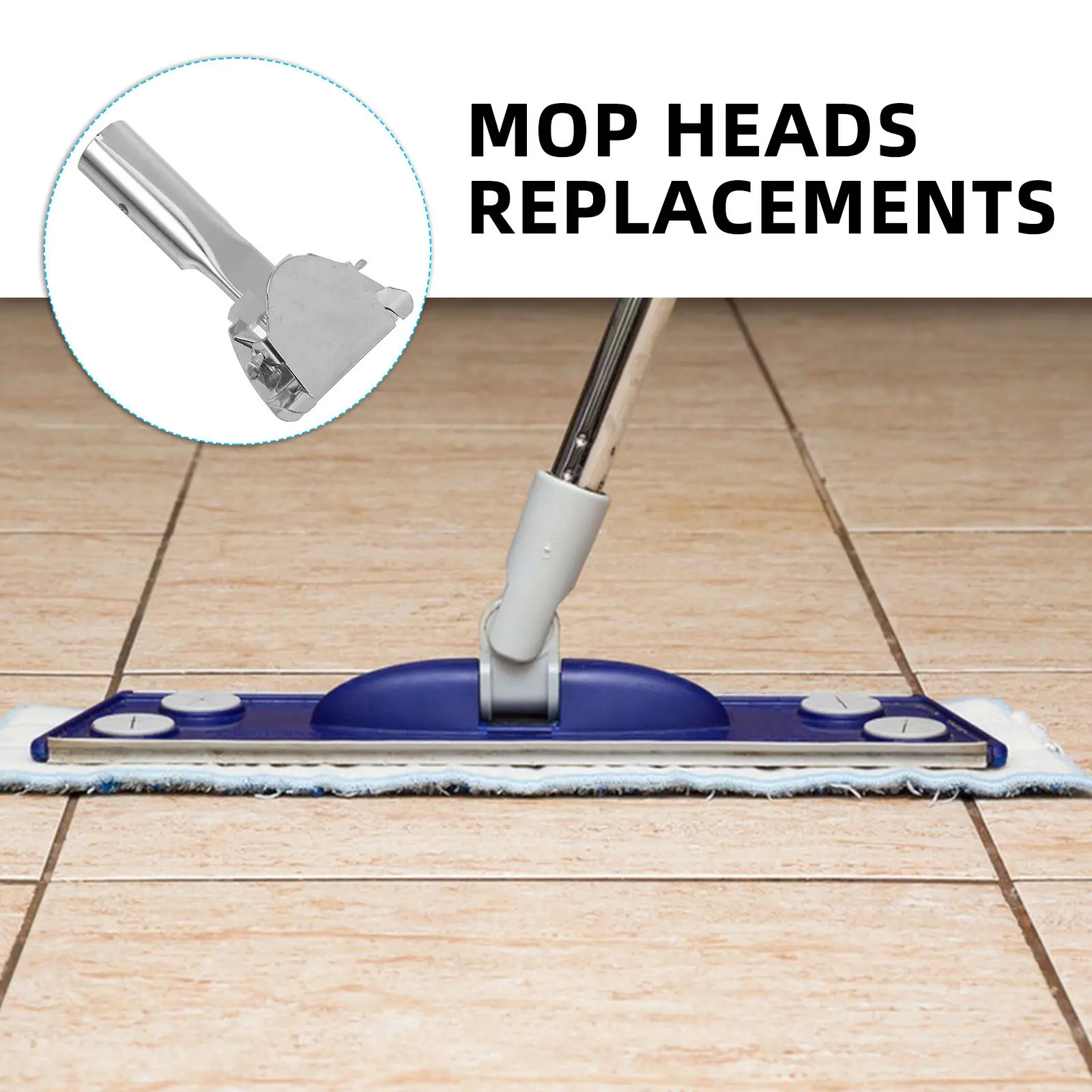 2Pcs Mop Rod Chuck Replacement Strong Stainless Steel Clamp Mop Head Replacement Clips for Secure Cleaning Tool Fixing