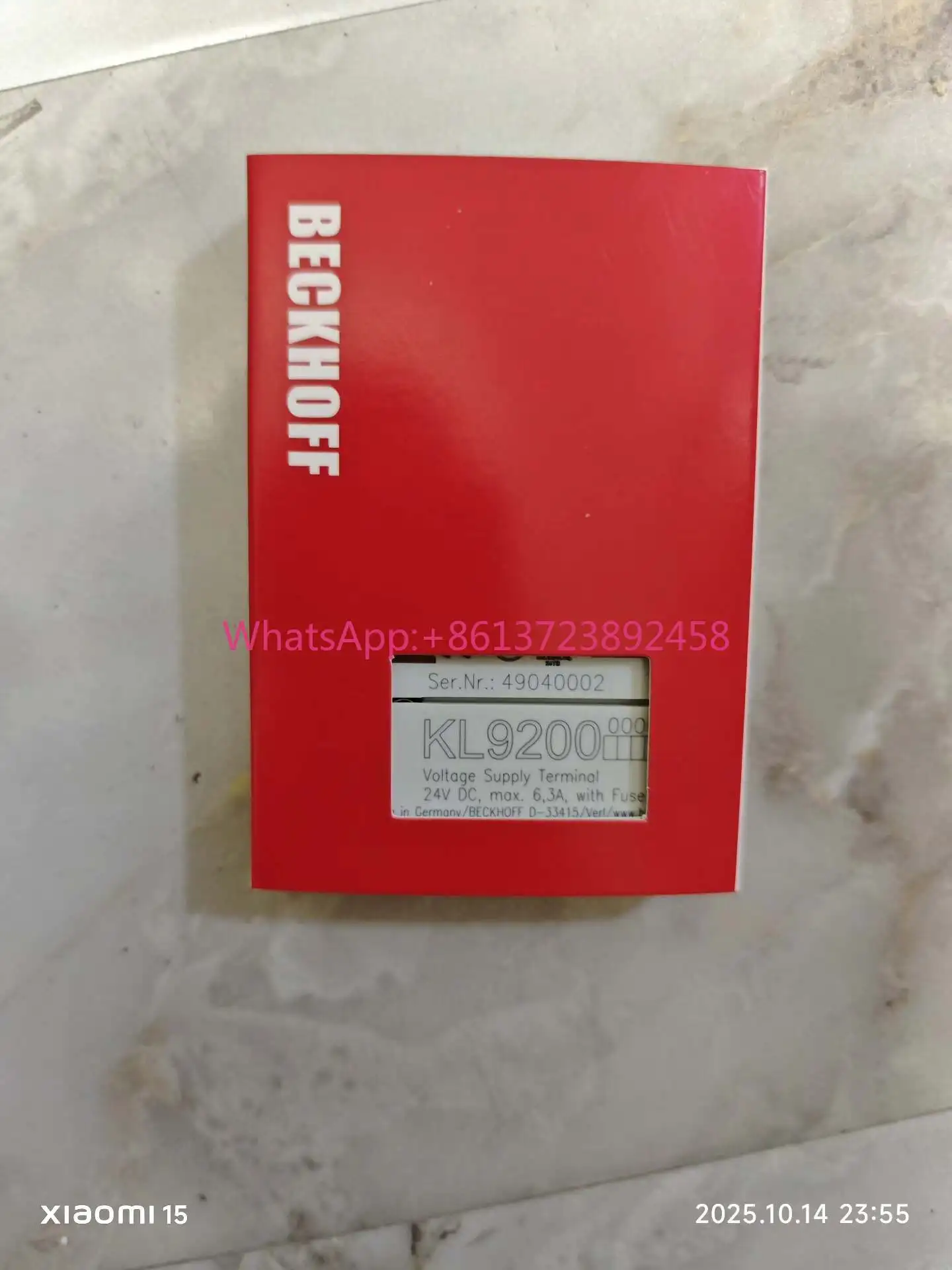 

Beckhoff KL9200 power module, 24V DC, maximum 6.3A, with insurance