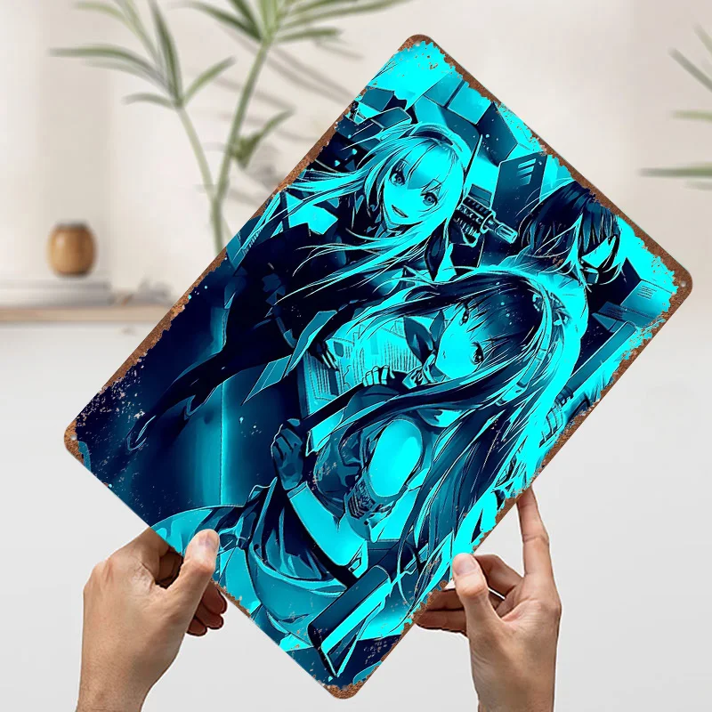 الفتيات فرونت لاين المعادن المشارك تين علامات جدار الفن الملصقات على الجدار عناصر الديكور علامة معدنية مخصصة للديكور المنزل الرجعية #3