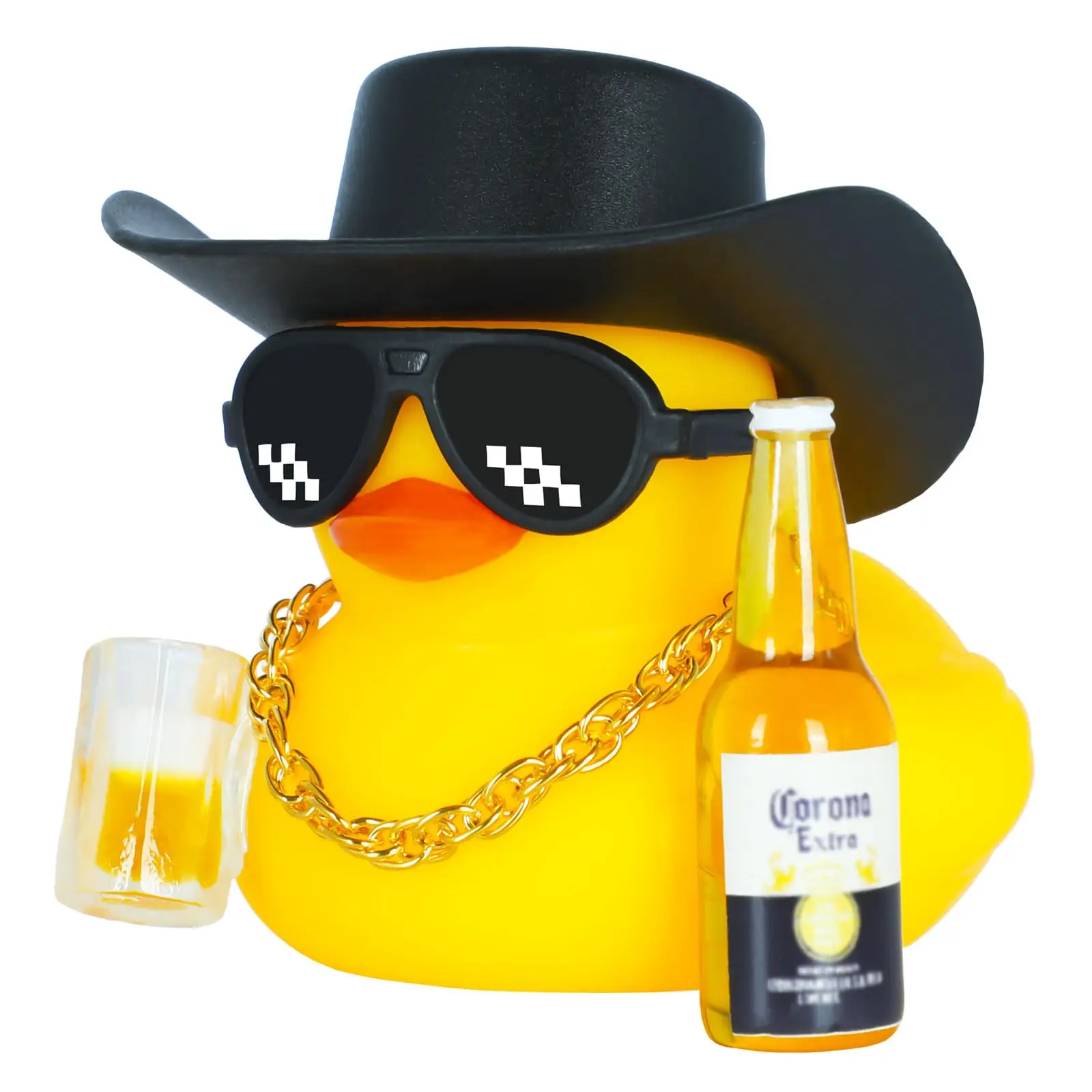 

1Set Cowboy Themed Rubber Duck Set Dashboard with Sun Hat for Car Dashboard Decorations Party Favors