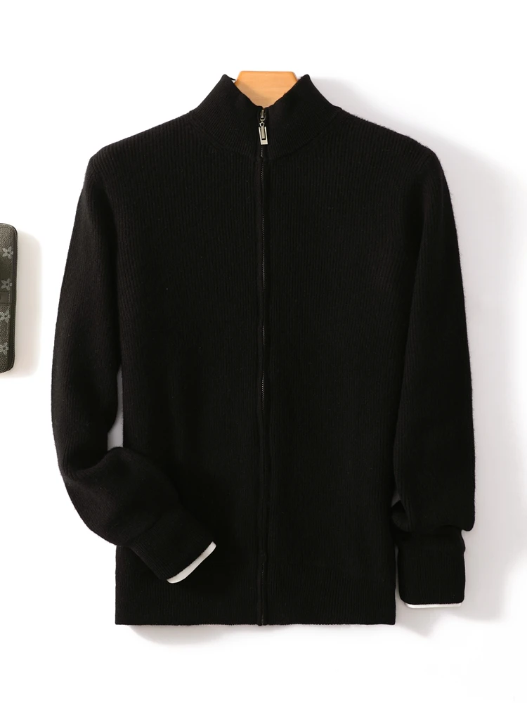 2025 أساسيات الرجال 100% ميرينو الصوف سترة الخريف الشتاء سترة سميكة فضفاضة غير رسمية لينة الدافئة وهمية الرقبة تريكو الملابس القمم