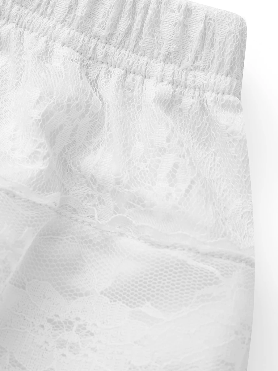 Pantalones cortos con volantes en capas para mujer, bombachos informales de encaje de color sólido con cintura elástica, ropa de Lolita