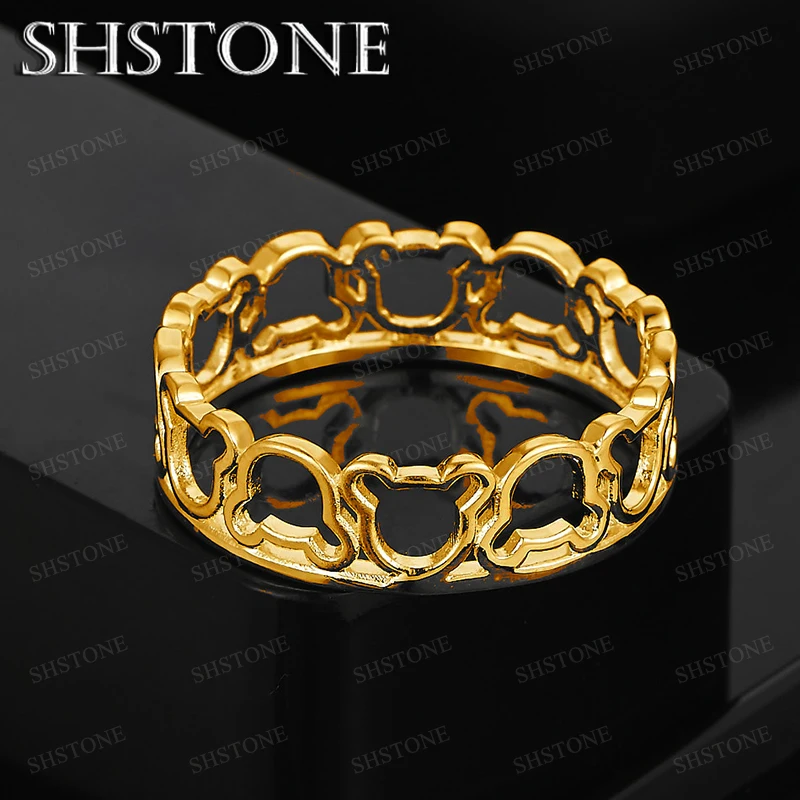 

New Style 18k Gold Cute Teddy Bear Ring Women Fashion Party Charm Engagement Wedding Niche Exquisite High-Quality Jewelry Gifts