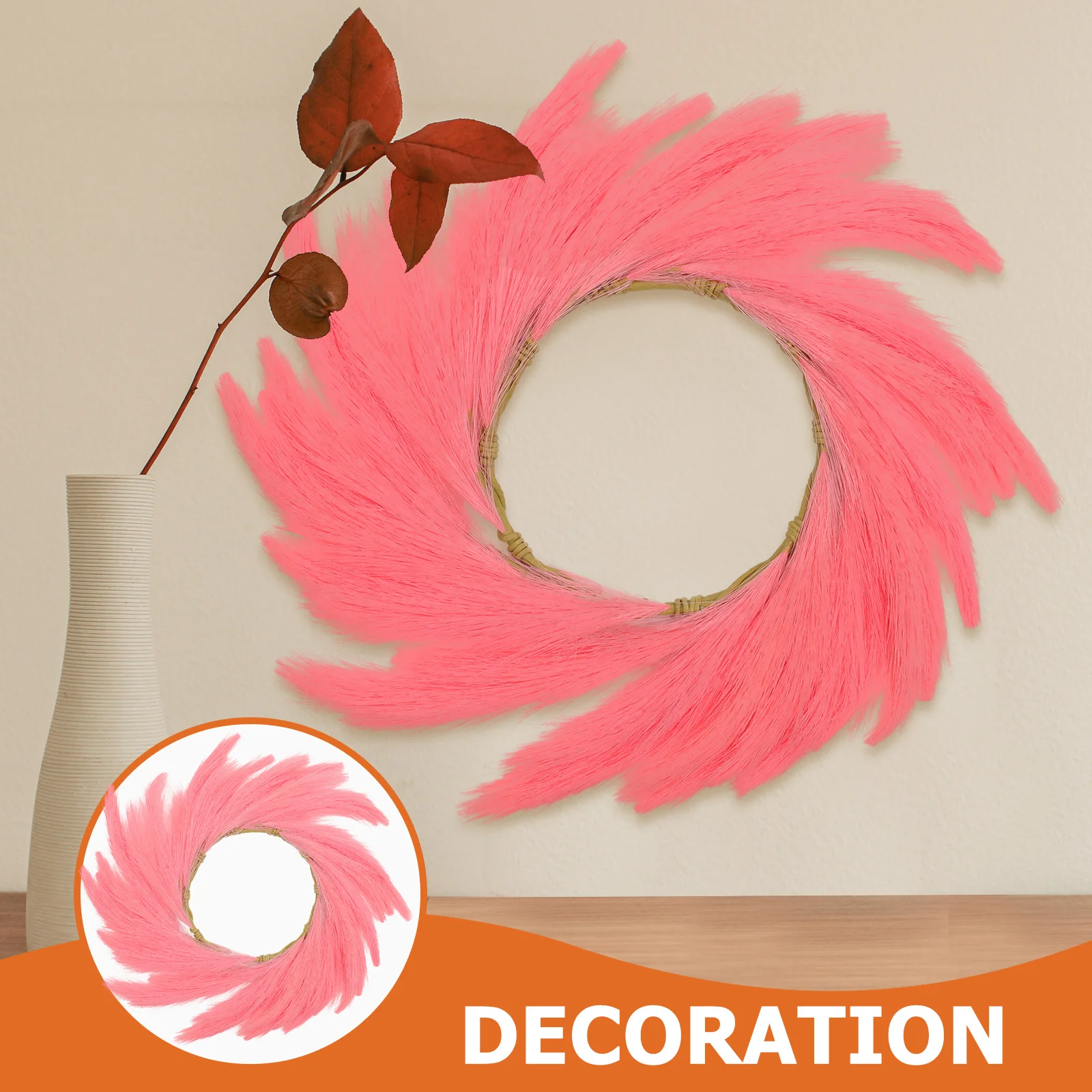 محاكاة بامباس العشب إكليل الفراغميت الاصطناعي ديكور الباب الأمامي تسجيل المنزل حلية لا سقي الحاجة فراغميتس إكليل