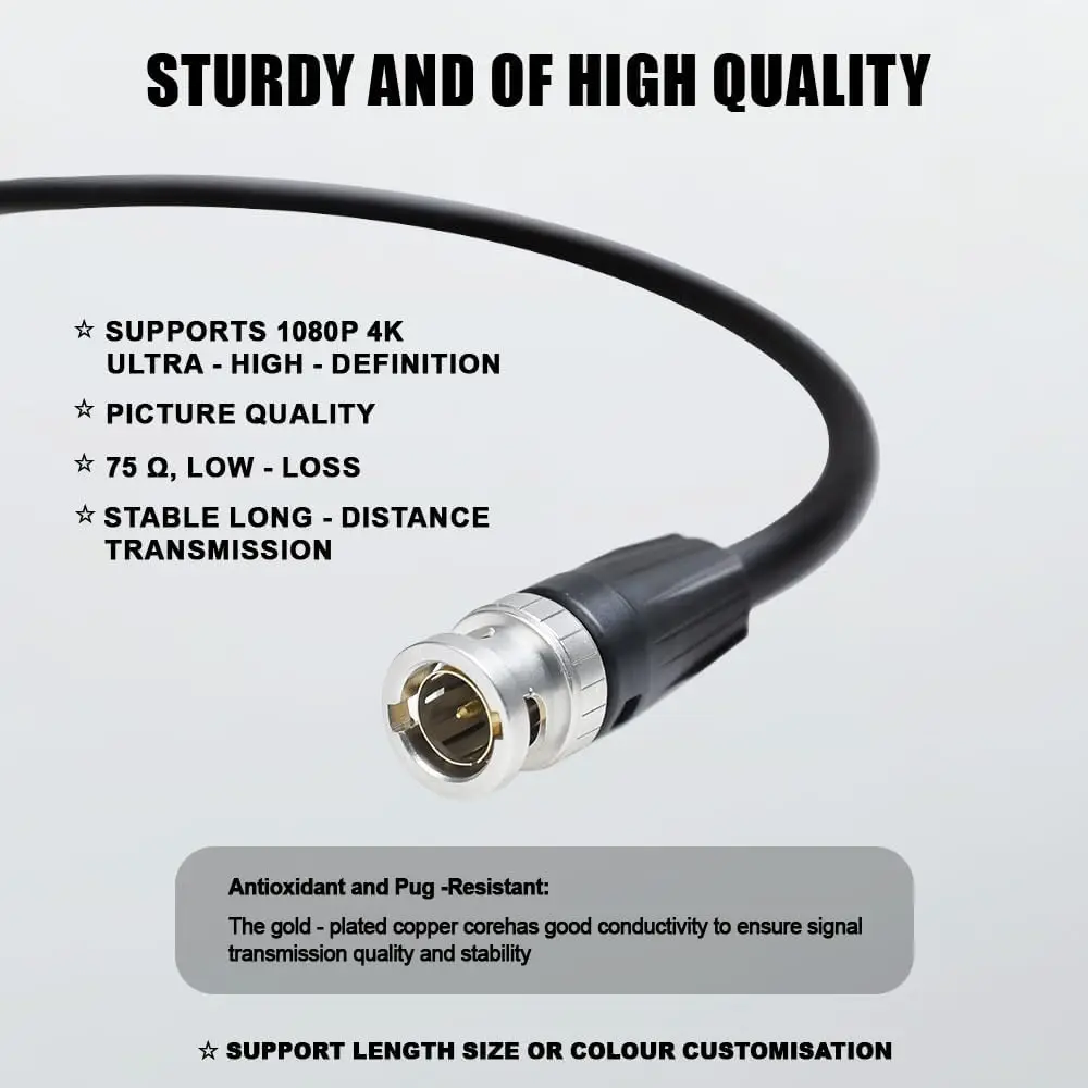 Alvin's Cables 12G SDI Cable HD SDI BNC to BNC Male Video Coaxial Cable for 4K Video Camera 50cm| 19 Inches