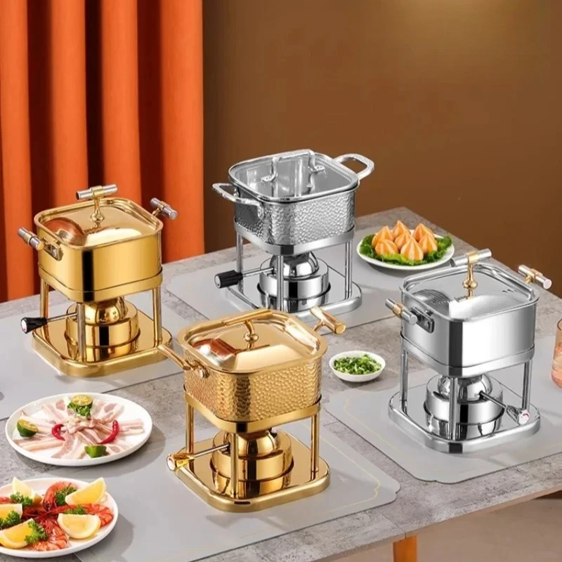 

new stainless steel high-end inflatable small hot pot, one person and one pot