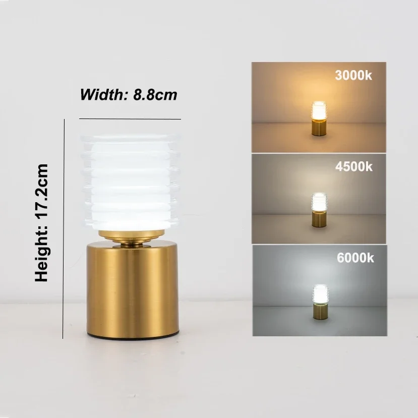 GGbingo Metal LED Table Lamp Rechargable Night Light Portable USB Charging Touch Bedside Table Lamp Living Room Decoration Lamp