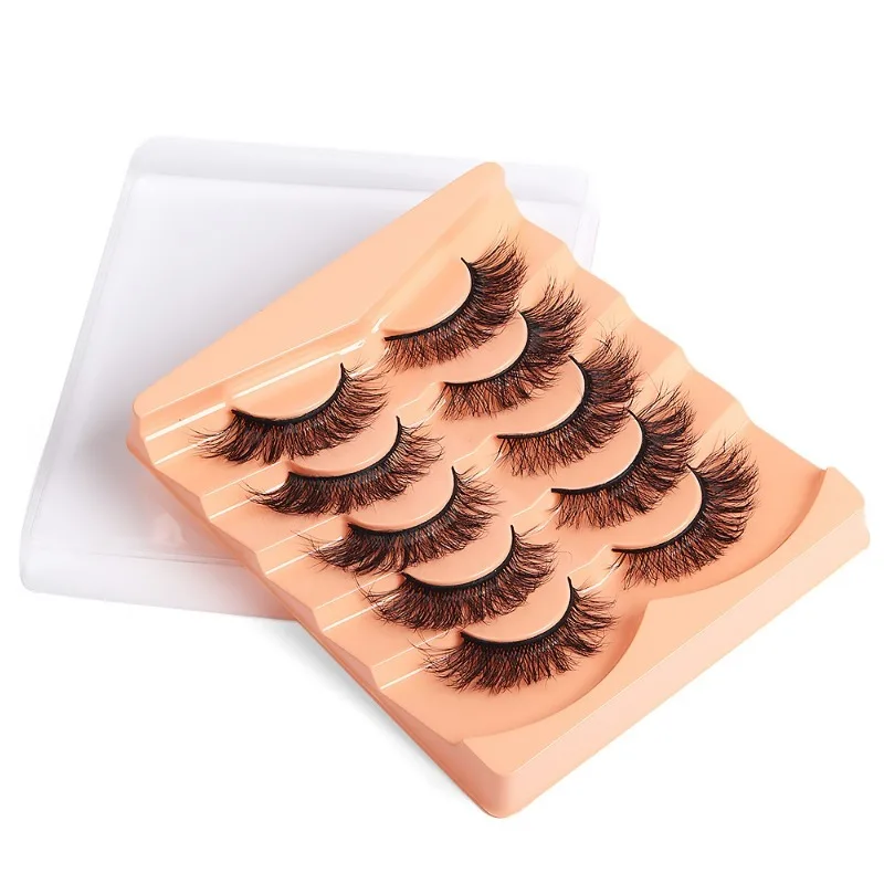 Cílios Reutilizáveis Vison Falso, Natural Eye Lashes Extension Kit, Cílios Falsos Fofos, 5 Pares