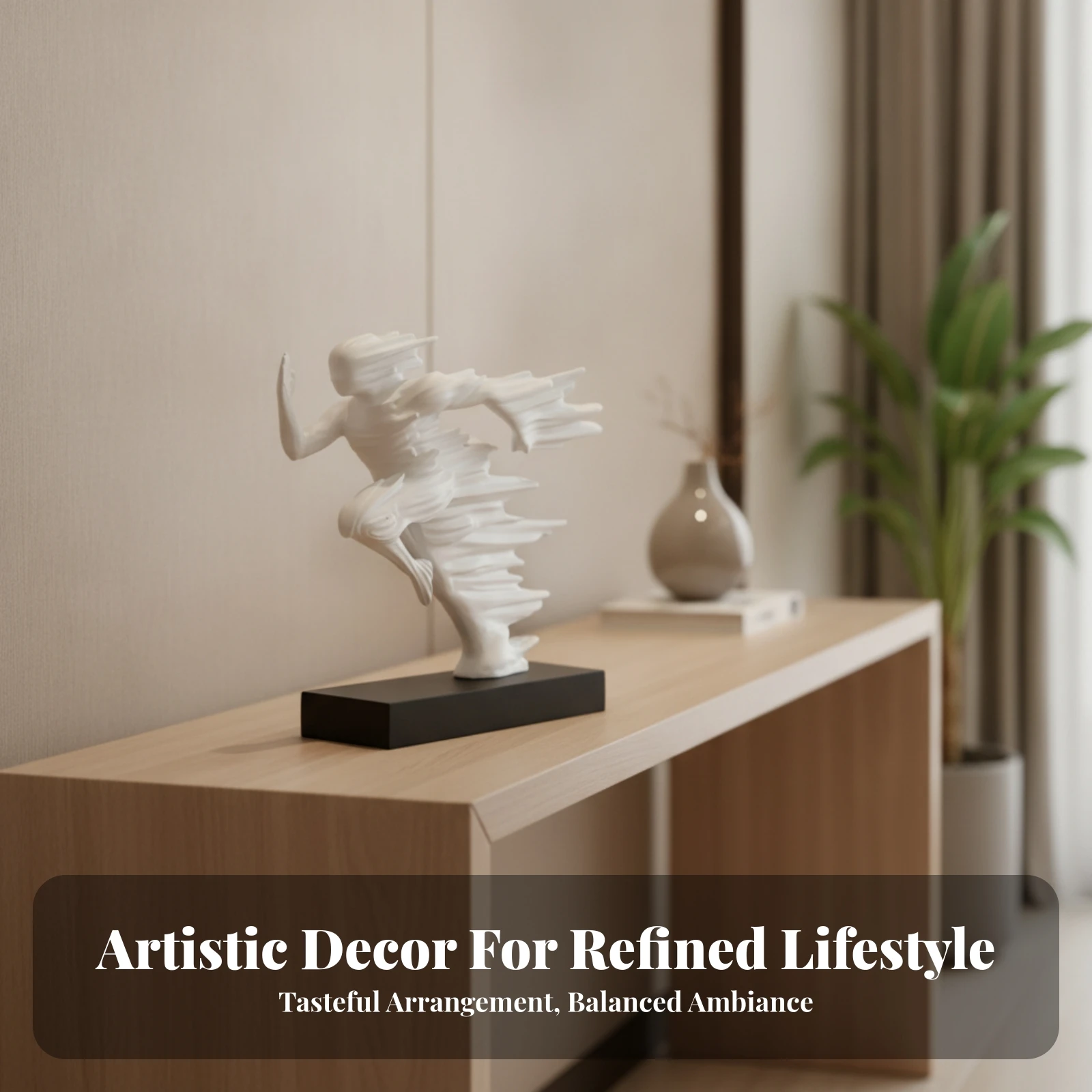 Rectangular Base Figurine Smooth Home Decoration Flowing Lines Running Figure Sculpture Abstract Runner Sculpture for Desk