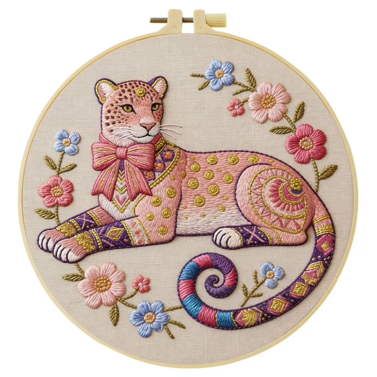 1 Stück 20X20CM/15X15CM 7,87/6,3 Zoll Leoparden-Stickerei-Starter-Kit DIY-Kit DIY-Stickerei-Set für Anfänger – Detail 4