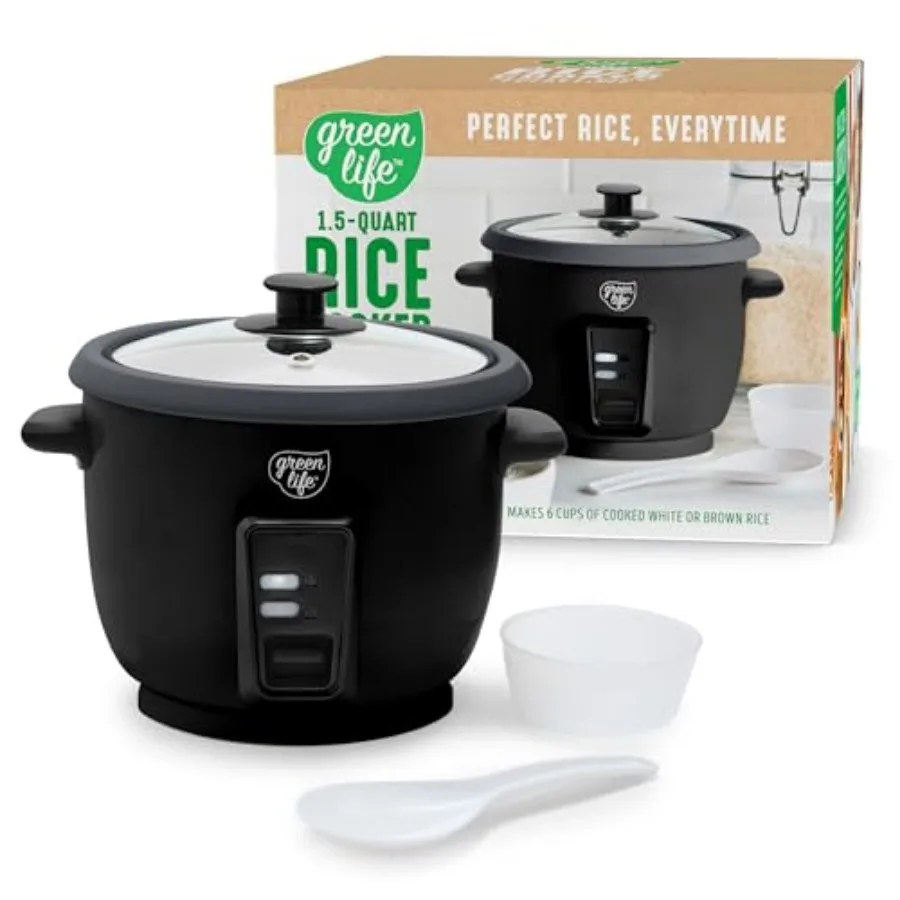 

Rice Cooker with Removable PFAS-Free Ceramic Nonstick Pot 3-Cups Uncooked/6-Cups Cooked Grains and Oatmeal Multicooker Compact