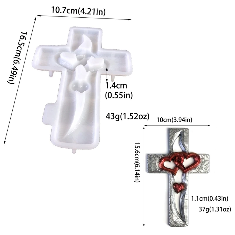 Модная силиконовая форма в виде крестов в форме сердца для украшений и подарков из смолы ручной работы, Прямая распродажа