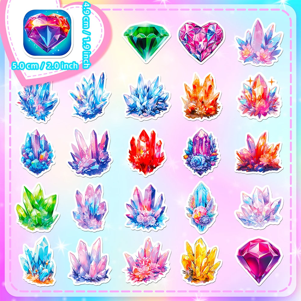 10/30/50pcs Cartoon Colorful Magic Crystal Graffiti Stickers Aesthetic Decals Notebook Laptop Phone Suitcase Decoration Sticker