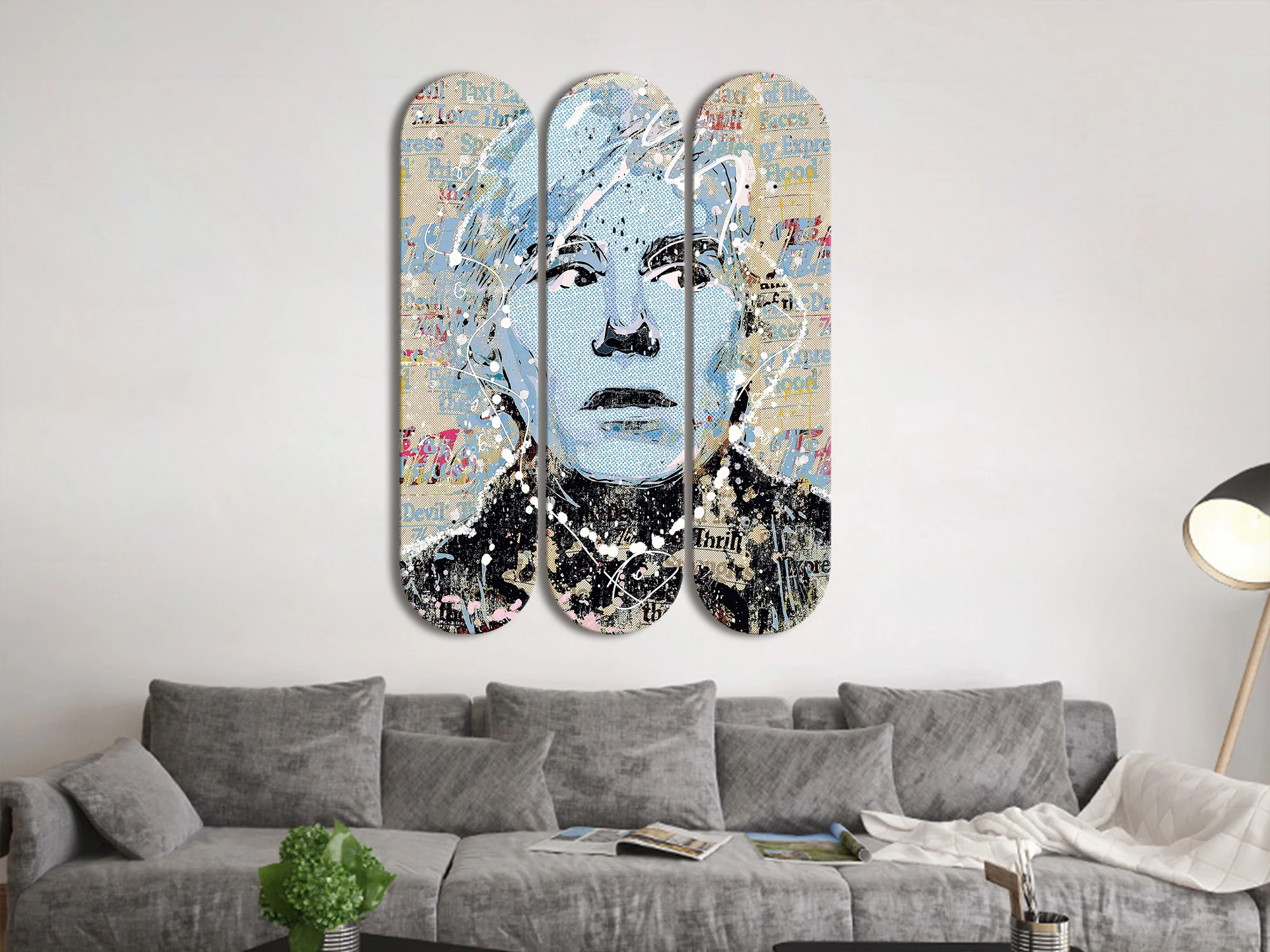 3pcs Skateboard Wall Mural Pop Art Pro-Grade Skate Deck Wall Plates for Bar Club Game Room Wall Decoration