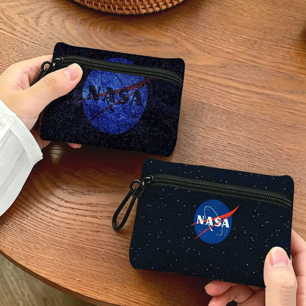 Classic N-NASA-A Compact Oxford Cloth Zipper Pouch Detachable Carabiner Mini Coin & Key Wallet