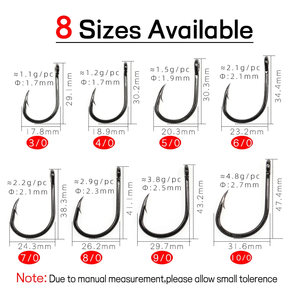 Elllv 100PCS 4X Strong Live Bait Hook Saltwater Deep Sea Boat Fishing Single Jig Fishhook per tonno Snapper groper Shark Marlin