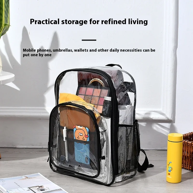 New Pvc Transparent Backpack Rainproof and Waterproof Ultra-light and Large-capacity Security-free Boarding Transparent Backpack