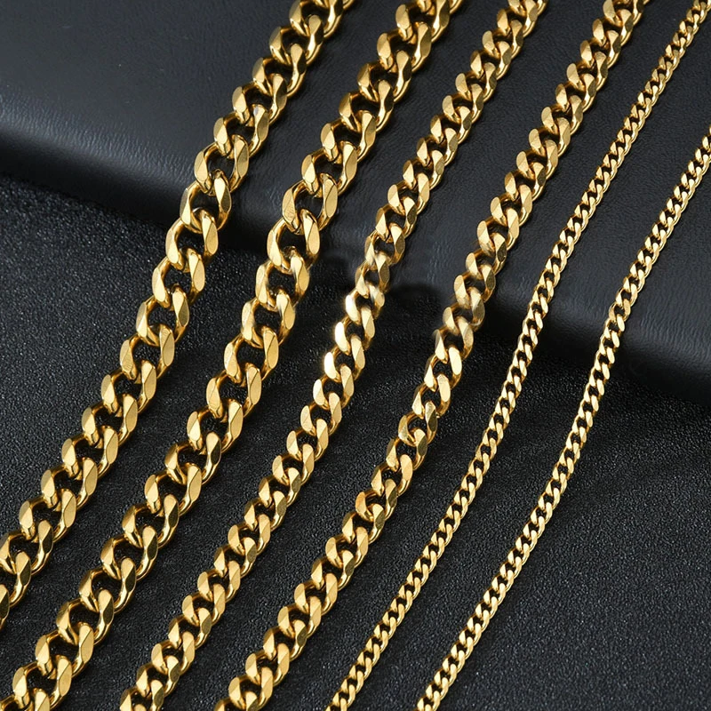 Kubanische Halskette aus Edelstahl für Männer, einfache goldfarbene Kette am Hals, Choker-Schmuck, Party-Geschenk für Männer, HARRY – Detail 5