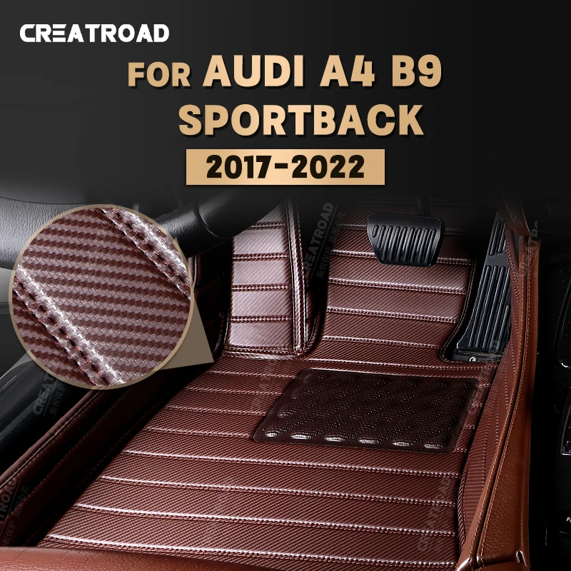 Custom Carbon Fibre Floor Mats For AUDI A4 B9 Sportback 2017-2022 18 19 20 21 Foot Pads Carpet Cover Auto Interior Accessorie