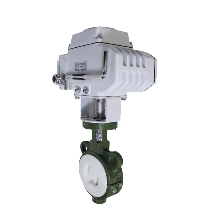 

NewCovna Electric Control Valve Ductile Iron Wafer Motorized Electric Control Fluorine Lined PTFE Seat Sealing Butterfly Valve