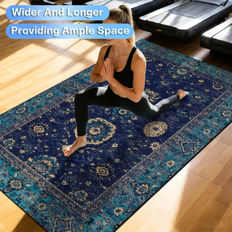 

VIKAMA Vintage Persian Print Exercise Mat Non Slip Large Yoga Mat for Home Gym Workout Floor Protector Rug