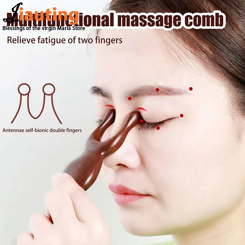 

1PCS Nose Massage Tool Meridian Comb Imitative Wood Head Scalp Hair Care Comb Gift Therapy Blood Circulation Gua Sha Comb