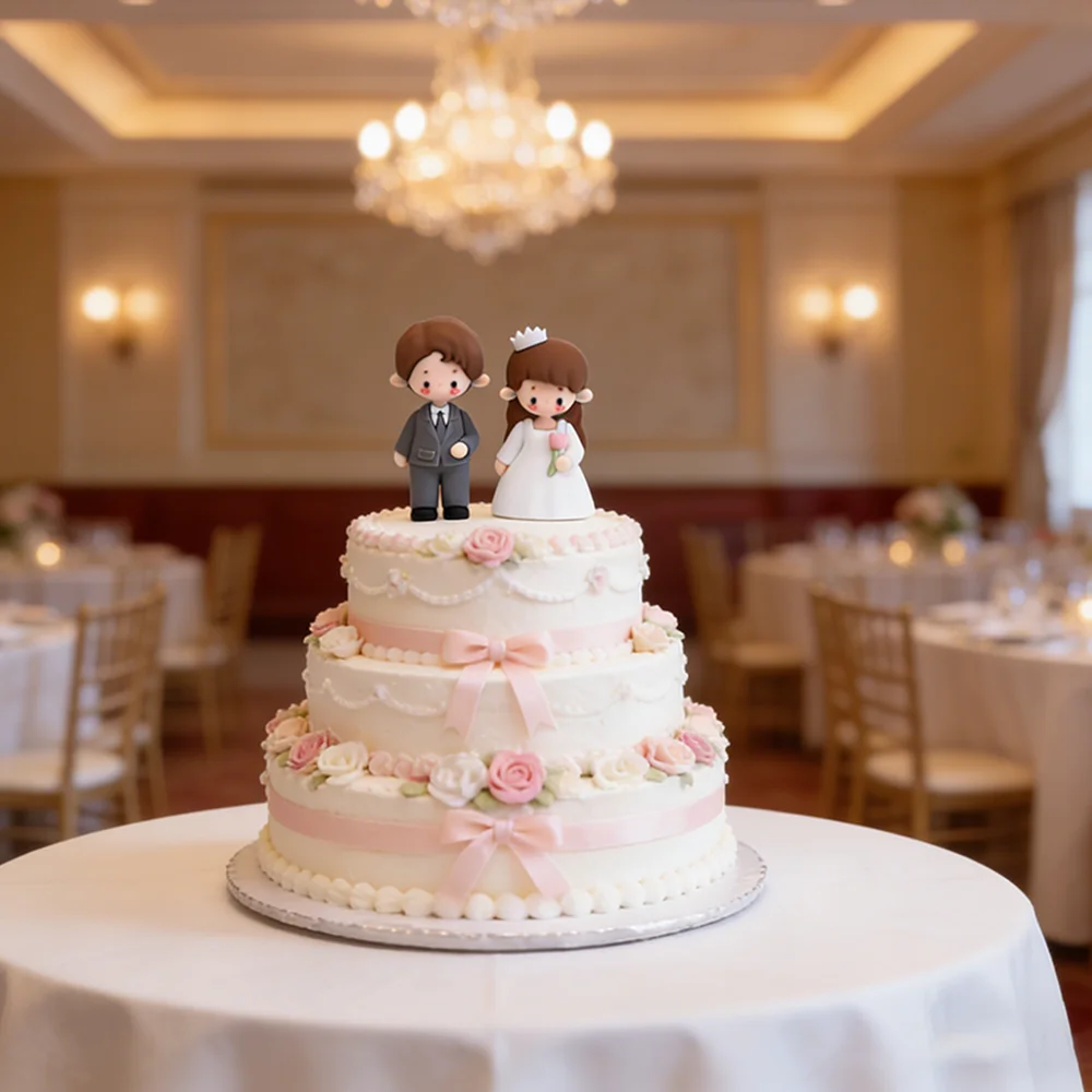 Groom And Bride Couple Dolls PVC Wedding Cake Topper Marry F