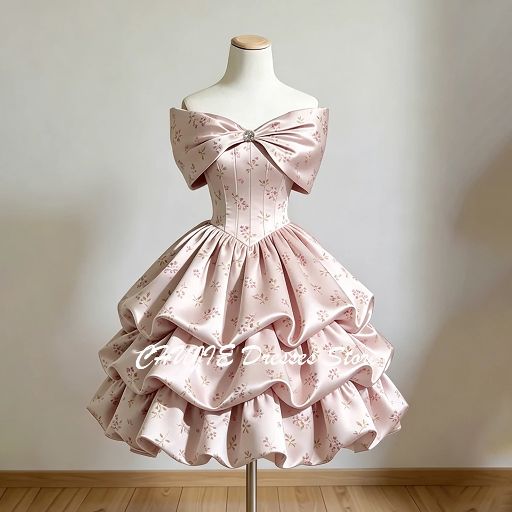 

Tiered Graduation Dress Print Flowers Hot Sale Homecoming Dresses Teens Short Evening Prom Gowns платье на выпускной Customized