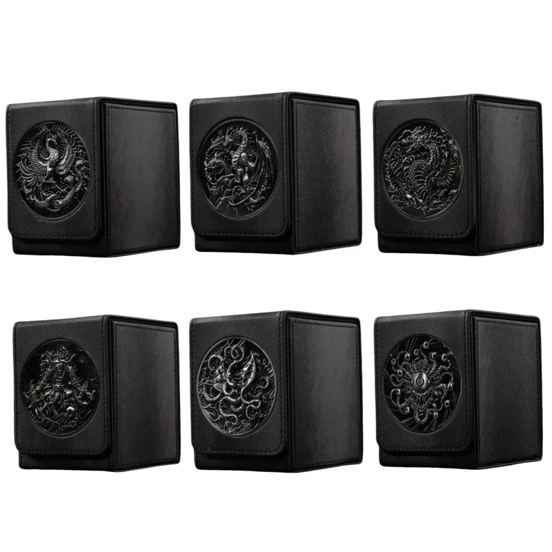 Card Case Phoenix Beholder Dragon Kraken Minotaur Ptcg Diy Metal Relief Series Leather Action Toy Figures Game Collection Box