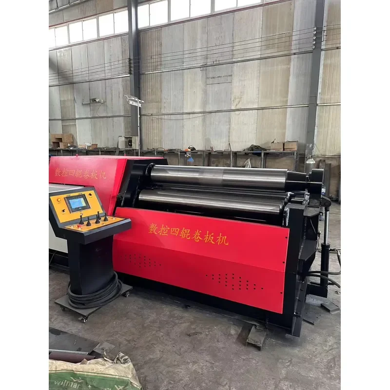 CE Certification CNC Four Roll Sheet Metal Rolling Machine Equipped with Pre Bending and Circular Rolling Functions