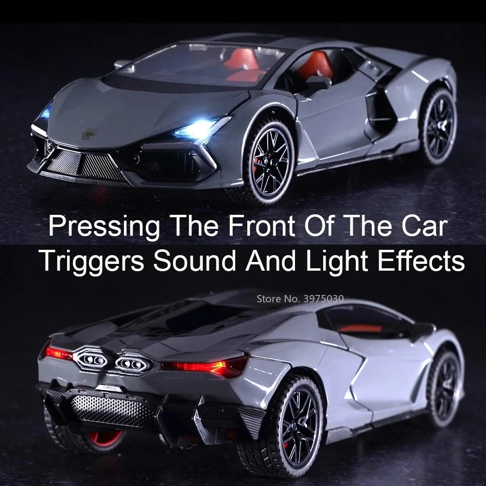 Modèle de voiture jouet Aventador en alliage moulé sous pression avec son et lumière, toutes les portes de voiture peuvent être ouvertes, véhicule jouet, cadeaux de fête des enfants, nouveau, 1/32