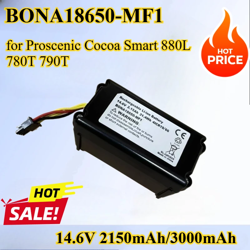 Аккумулятор BONA18650-MF1 14,6 В, 2150 мАч/3000 мАч для робота-пылесоса Proscenic Cocoa Smart 880L 780T 790T 880L P1S P2S P3 Jazz Ka