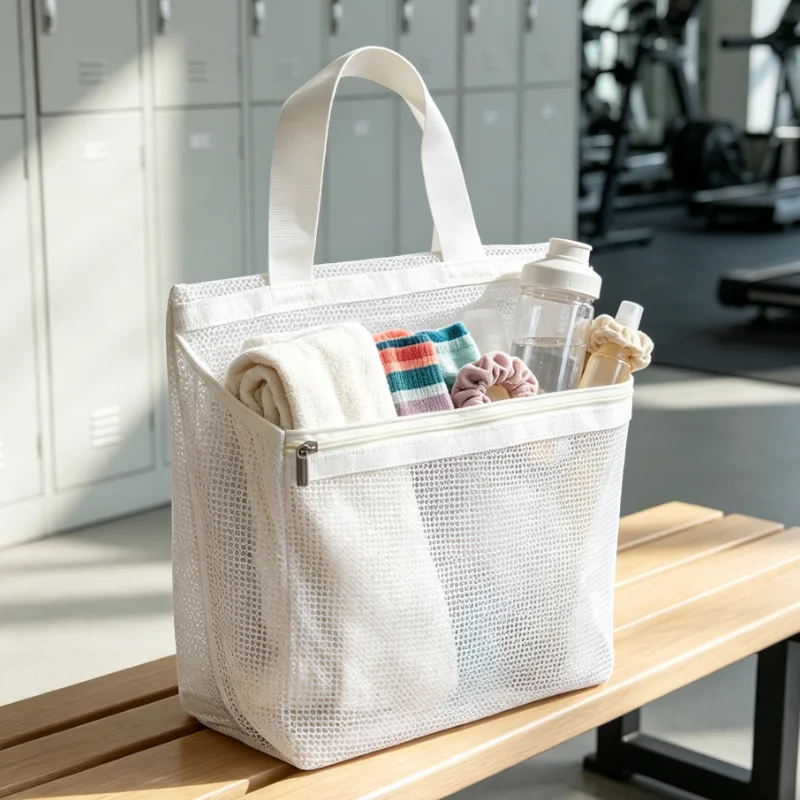 메쉬 소재의 휴대용 여행용 세면도구 가방, 지퍼와 손잡 - Tote Bag Beach 리뷰 및 가격