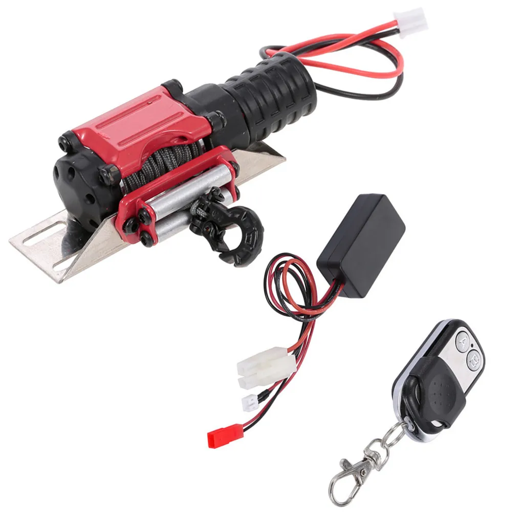 RC Car Metal Winch + Wireless Remote Controller for 1:10 RC Crawler Truck Axial SCX10 90046 TRX4 TRX6 Redcat Gen8