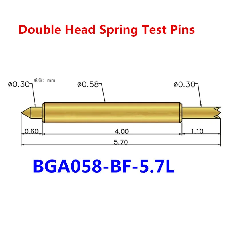 

100PCS/Box BGA Double Head Pin 058- BF 5.7L Semiconductor Double Head Phone High Frequency Spring Test Pin Two End Stretching