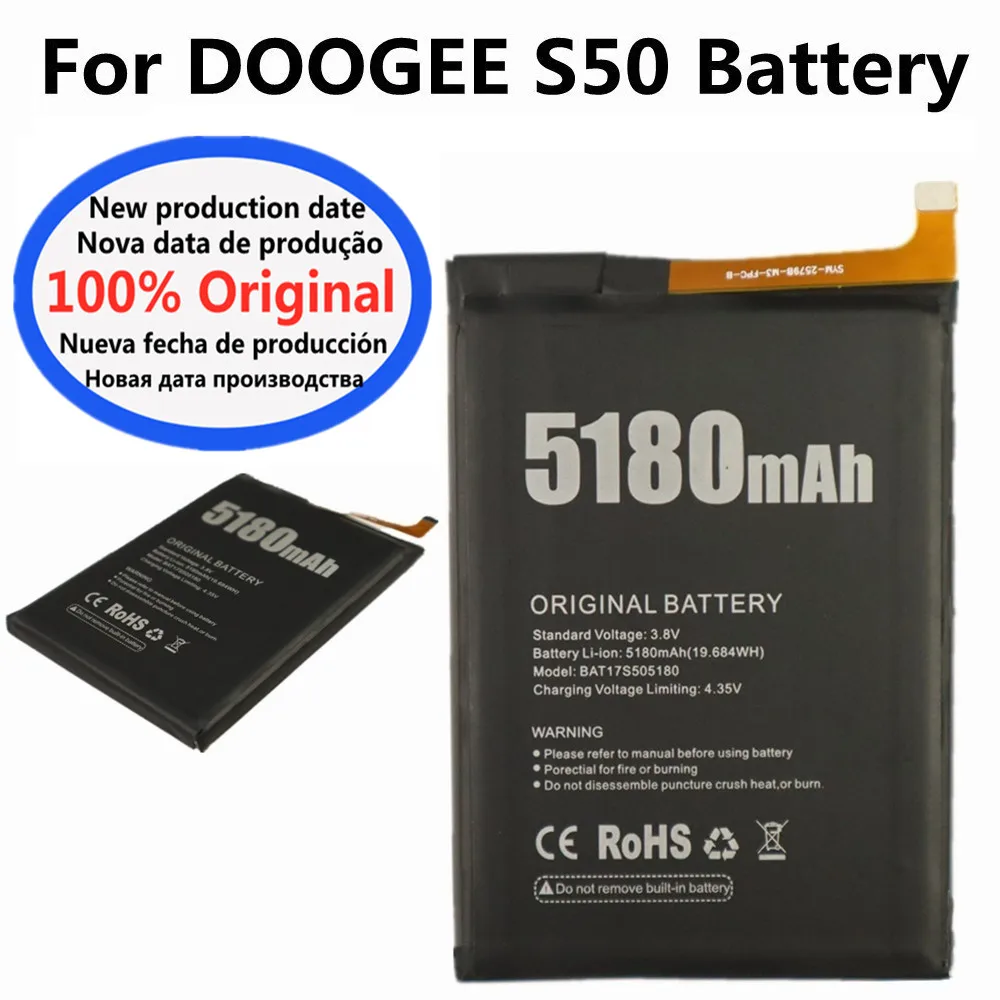 New BAT17S505180 4350mAh Original Battery For DOOGEE S50 Phone Battery Bateria Batteries In Stock Fast Deliver