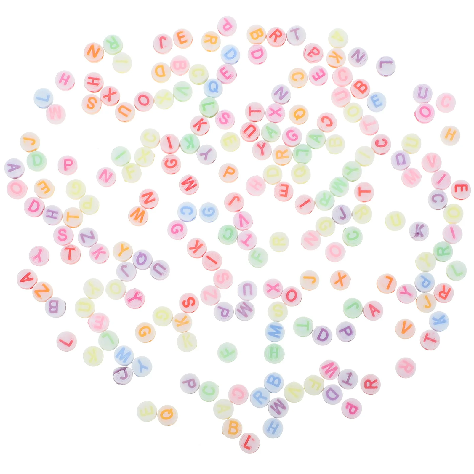 

200Pcs Multicolor Round Carved Letter Beads Double Sided A-Z 7mm Acrylic Spacers Perfect for DIY Jewelry Necklace Bracelet