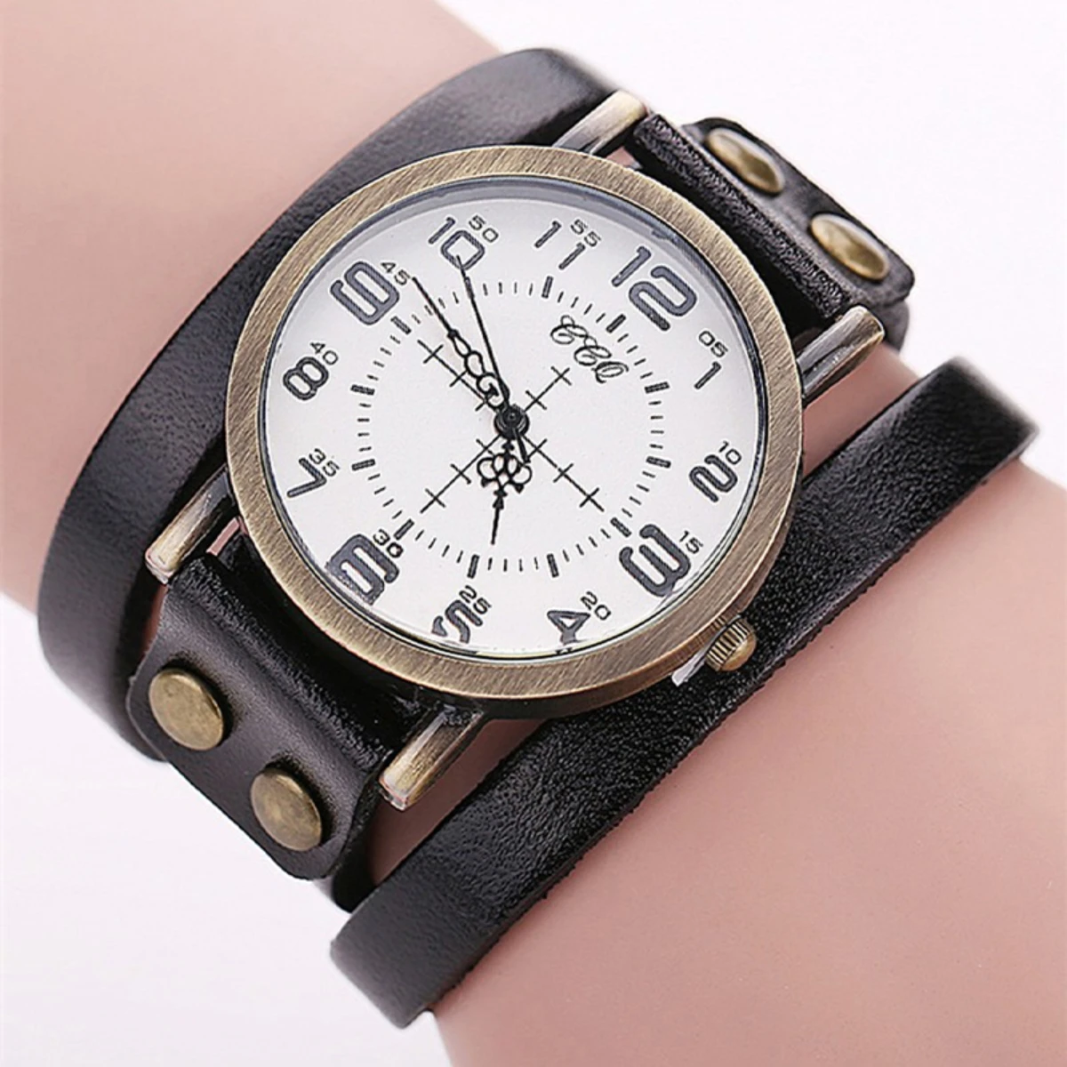 Vintage Leather Band Women's Watch Casual Arabic Dial Ladies Wristwatches