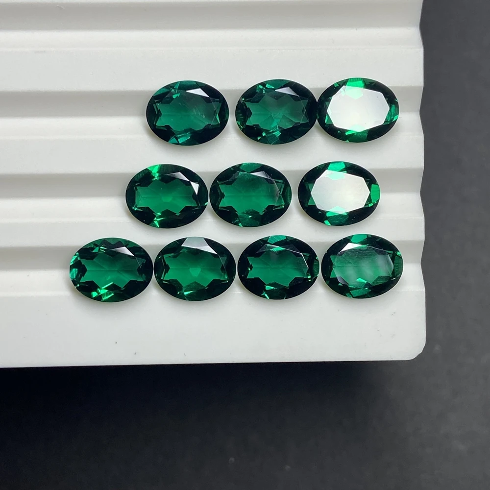 Oval Cut Zambia Emerald 5x7mm-10x12mm Lab Grown Dark Green Emerald Jewelry Set