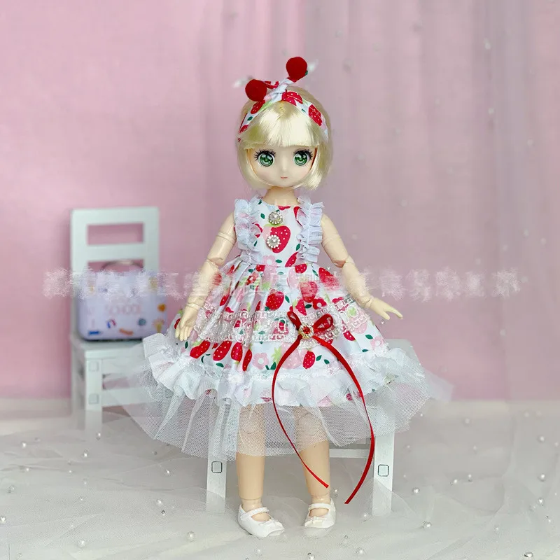 Conjunto completo de muñecas Bjd de 30cm para niños, regalo de cumpleaños con cara de cómic, vestido de princesa, ropa bonita, juguetes, 1/6