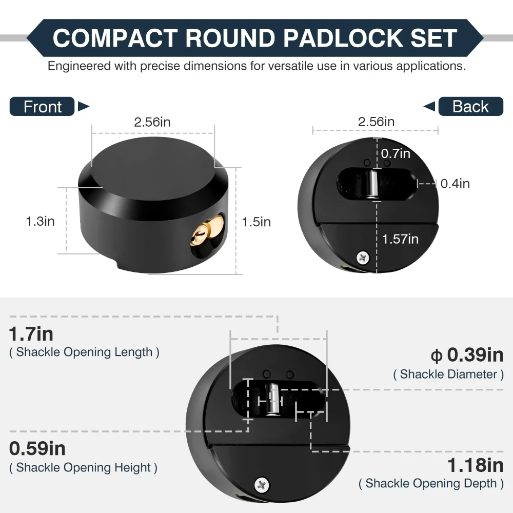 4Pcs 5# Steel Hockey Puck Lock Trailer Door Reinforced Hidden Shackle Lock 73mm Heavy Duty Warehouse Padlocks with Keys view 2