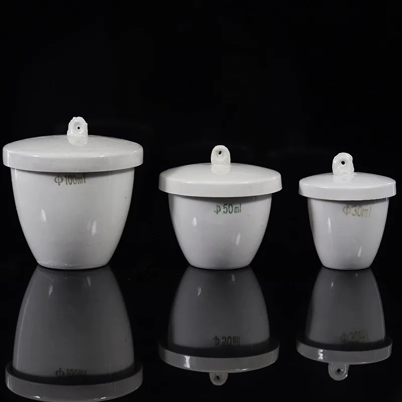 All size available 5ml to 300ml Porcelain crucible lab 1pcs ceramic crucible with lid for school labratory experiment