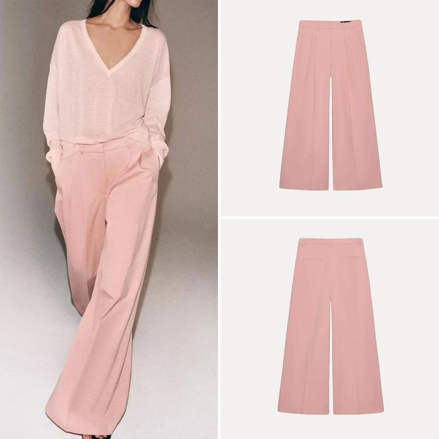 Women's Fashion Spring 2026 Casual Tuck Wide Leg Pants Versatile mid Waist Pleated Loose Fit Comfortable Casual Trousers