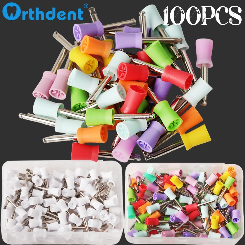 

100 шт., набор для полировки зубов Prophy Cup из силиконовой резины RA 2,35 мм для низкоскоростного наконечника, инструменты для полировки зубов