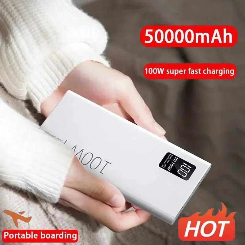 

100W High Capacity Power Bank 50000mAh Fast Charging Powerbank Portable Battery Charger For iPhone Samsung Huawei