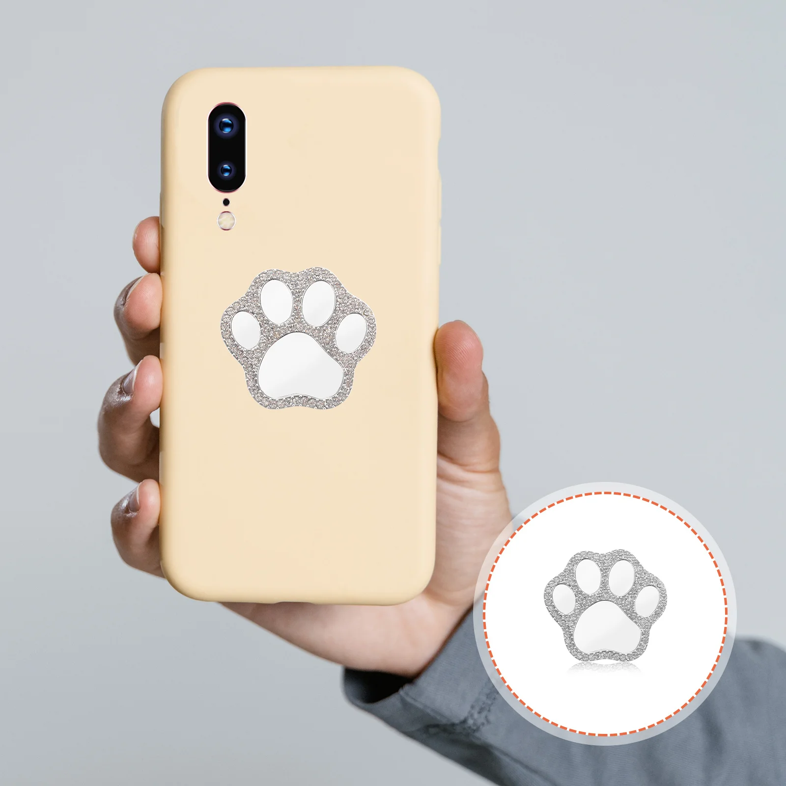 Paw Mirror Rhinestone DIY Phone Case Decor Crystal Adornment for Cell Cover Accessories Multi-Functional Shiny