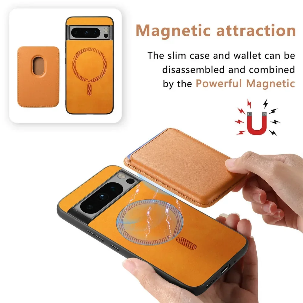 For Google Pixel 10 Pro XL Magnetic for Magsafe Leather Case for Pixel 10pro Pixel10 2 in 1 Detachable Wallet Card Slot Cover