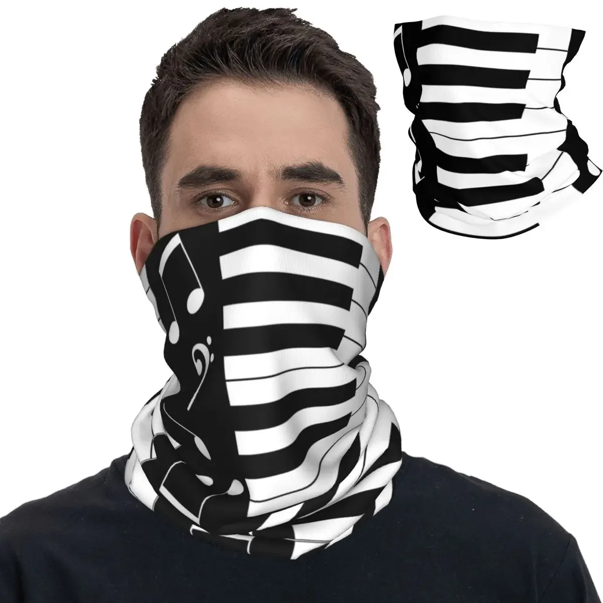 Piano Keyboard With Music Bandana Neck Gaiter Printed Balaclavas Magic Scarf Warm Headband For Men Women Adult All Season